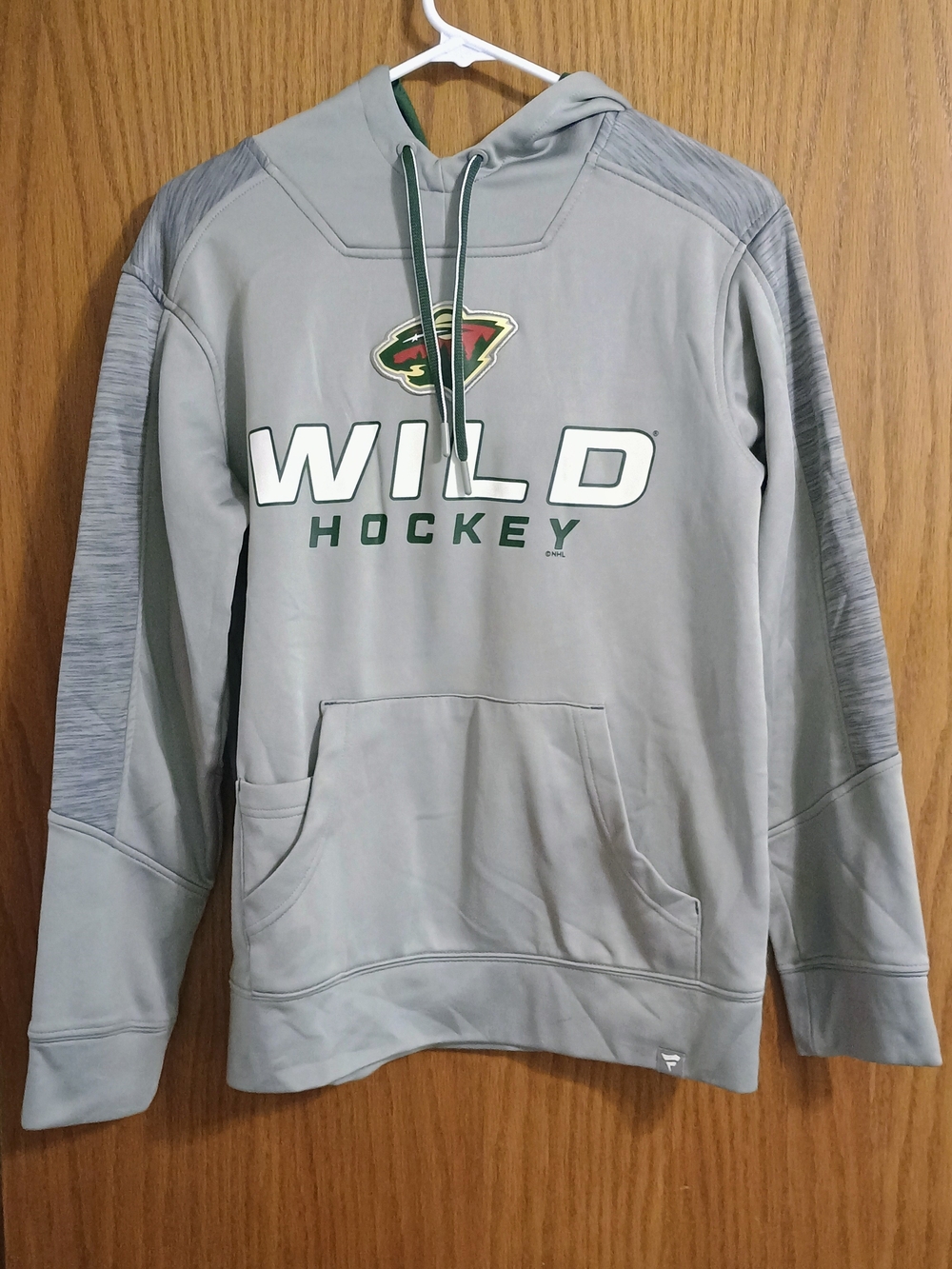Fanatics Gray Wild Hockey Pullover Hoodie with Green Accents